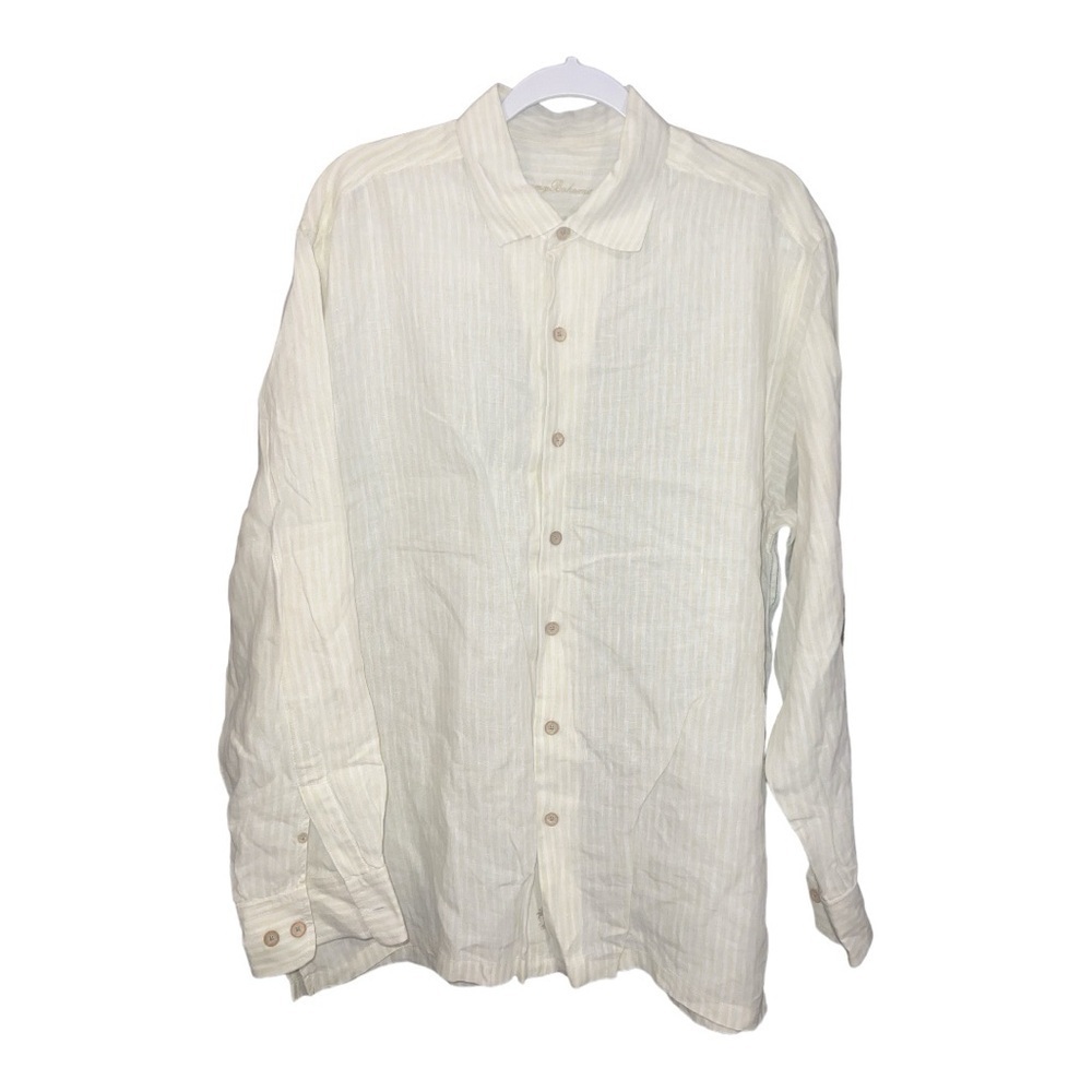 + Tommy Bahama‎ Men’s Linen Yellow Striped Long Sleeve Button Down Size XL KD1